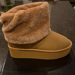 Fashion Nova Tan Faux Fur Winter Boots